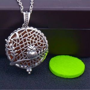 New Zin Alloy Vintage Owl Aromatherapy Diffuser Pendant Locket  Necklace